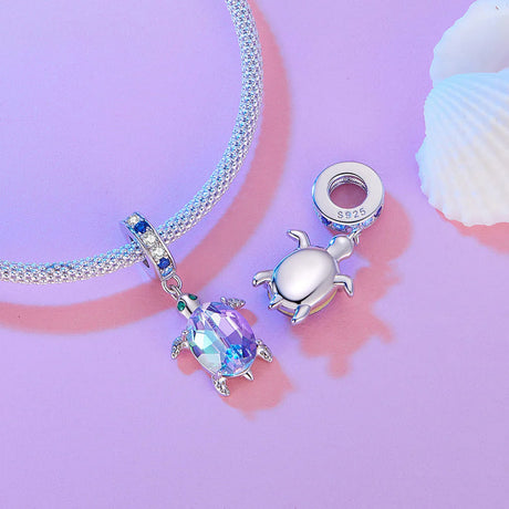 Solid 925 Signature Silver Turtle Cascade Charm