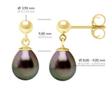 Earrings Real Cultured Tahiti Pearls Pear 8-9 mm - Longueur 42 cm
