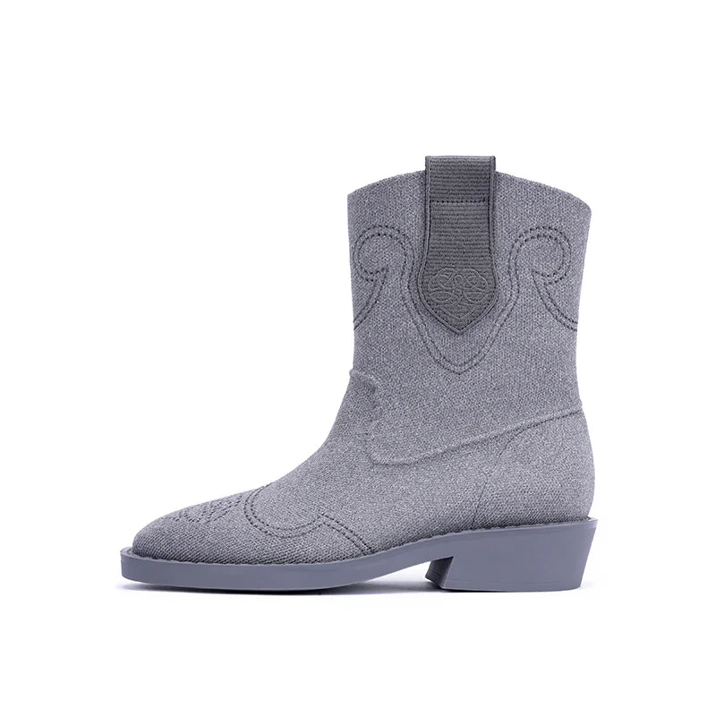 Knit Cowboy Boots - Grey