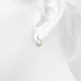 Krystal Couture Crystal Embellished Large Round Shell Pearl Hook Back Earrings