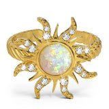 Bullion Gold Adjustable Celestial Opal Sun Ring