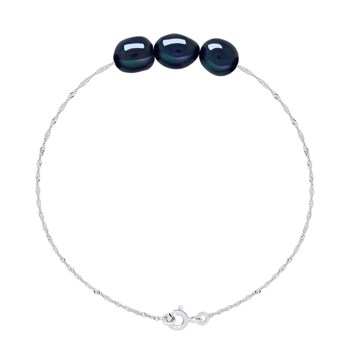 Manufacture Royale Bracelet Baroque 3 Pearl Baroque Freshwater Pearl Black Sterling Silver