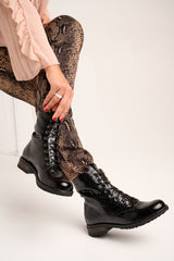 Bosccolo Womens Boots - Black Crocodile