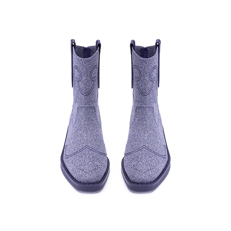 Knit Cowboy Boots - Purple