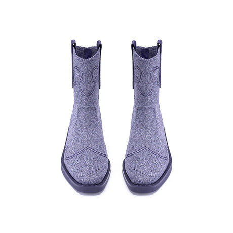 Knit Cowboy Boots - Purple