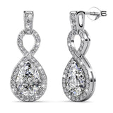 Krystal Couture White Gold Eternal Twist Drop Stud Earrings Embellished with SWAROVSKI Crystals