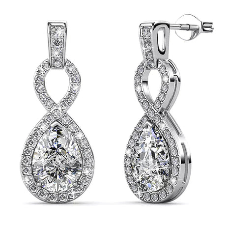 Krystal Couture White Gold Eternal Twist Drop Stud Earrings Embellished with SWAROVSKI Crystals