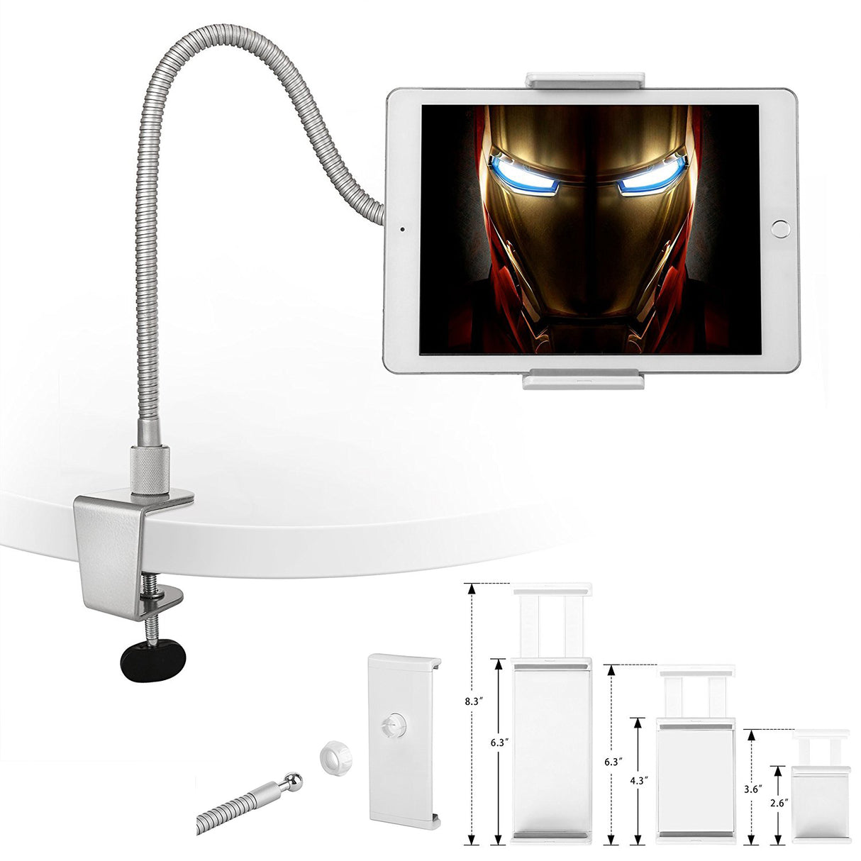360Â° Rotating 3.5 - 10"  Tablet Pc Phone Mount Holder Durable Metal Gooseneck
