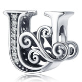 Solid 925 Sterling Silver Vintage Inspired Antique Alphabet Charm