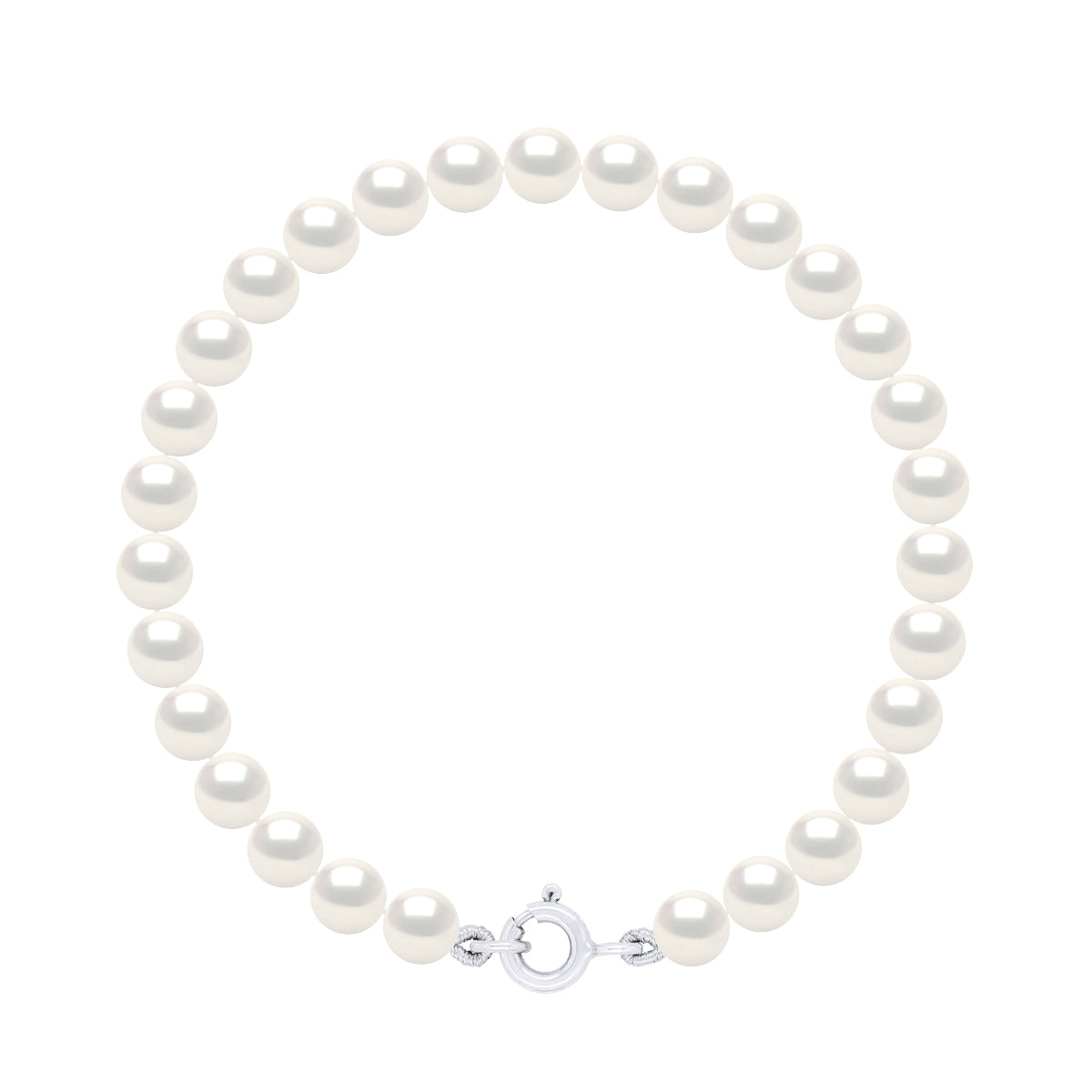 Bracelet of Real Cultured Freshwater Pearls Round 5-6 mm - Natural White - Longueur 18 cm