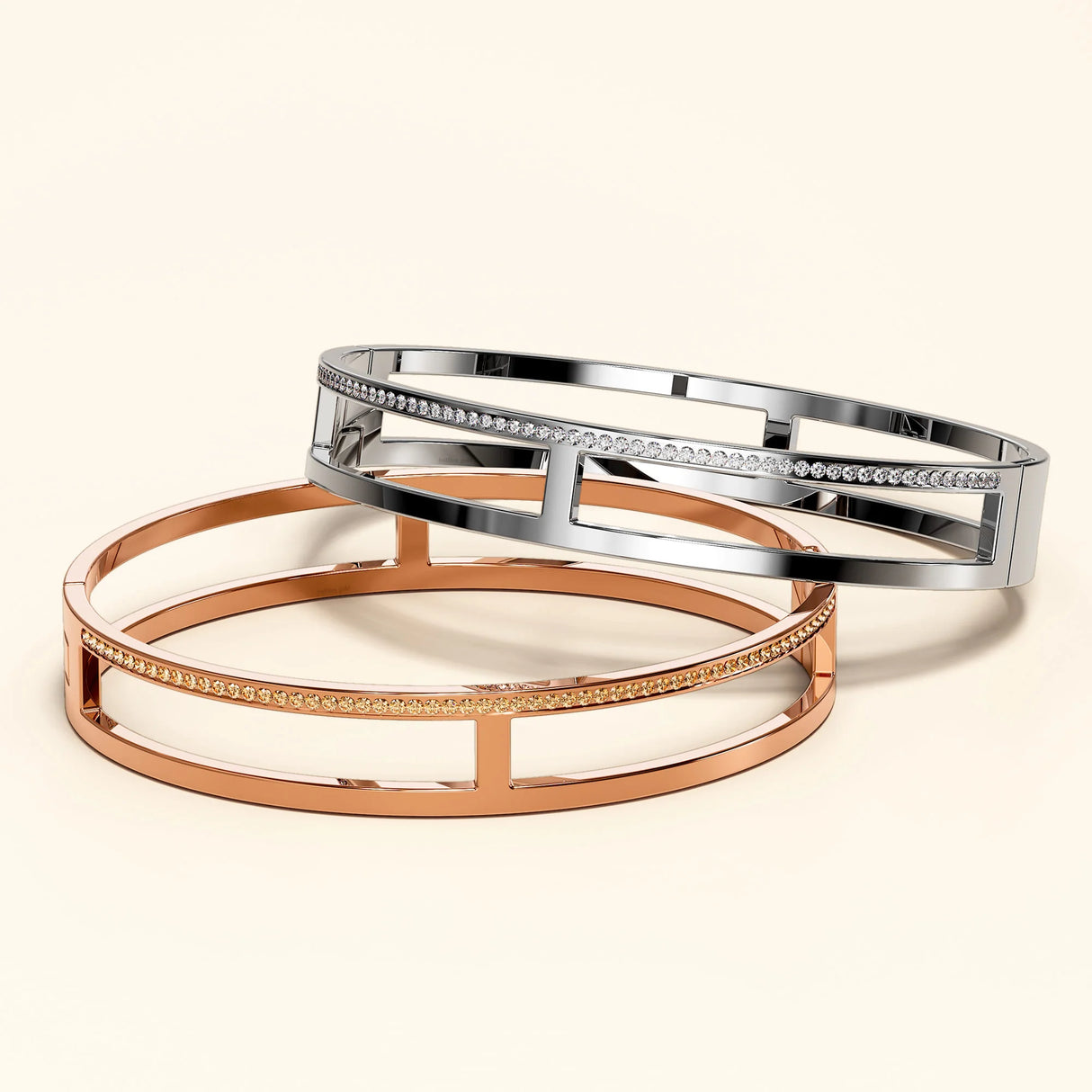 Bullion Gold Lucky Dimension Cuff Stainless Steel Bangle with a High Polish Finish