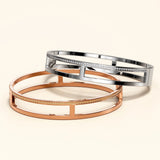 Bullion Gold Lucky Dimension Cuff Stainless Steel Bangle with a High Polish Finish