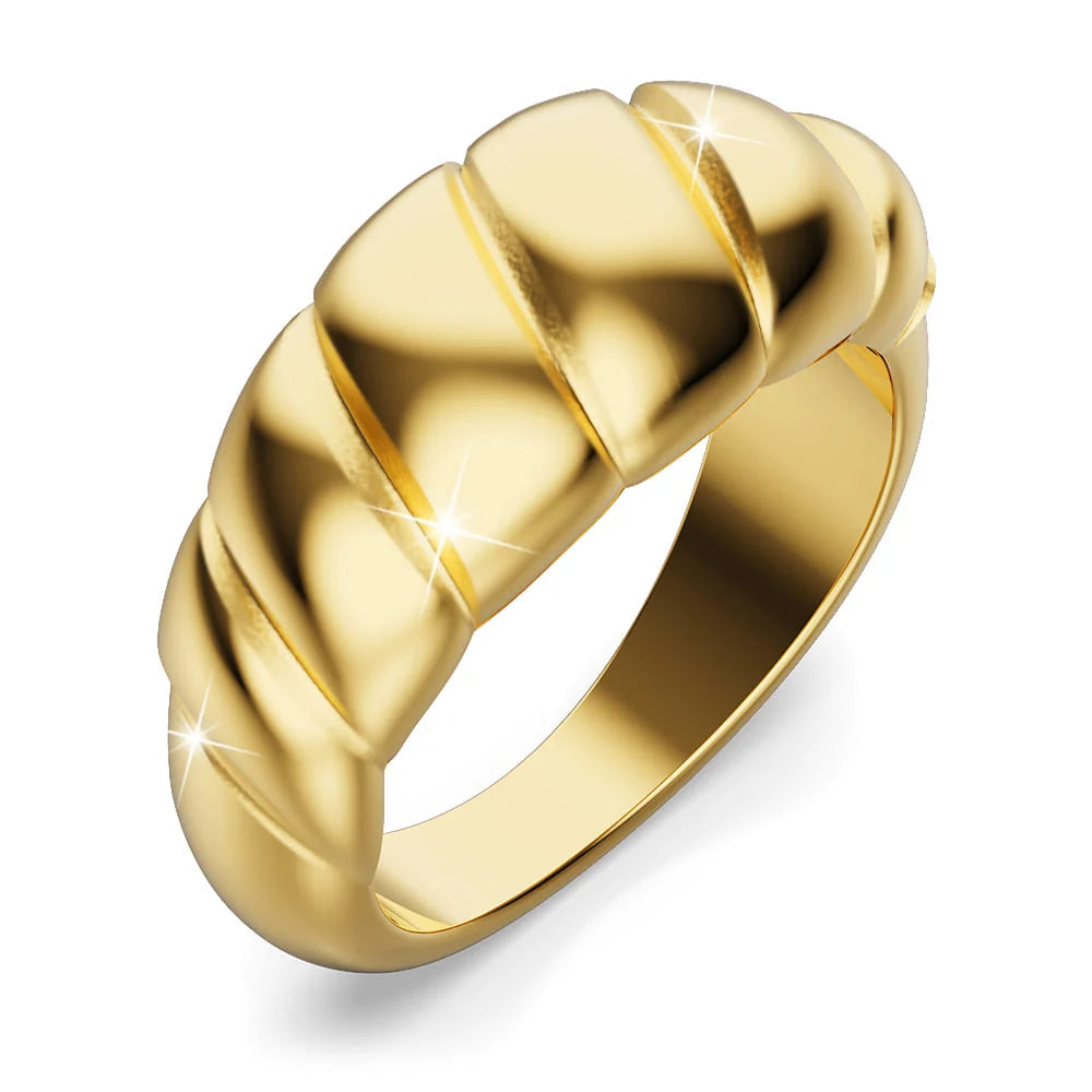 Bullion Gold Golden Croissant Dome Ring