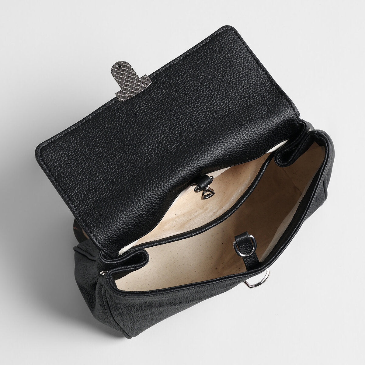 Pebbled Calfskin Messenger Bag - Black