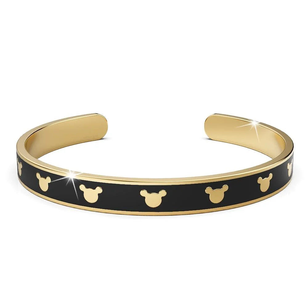 Bullion Gold Mickey Mini Enamel Cuff Bangle Black Gold