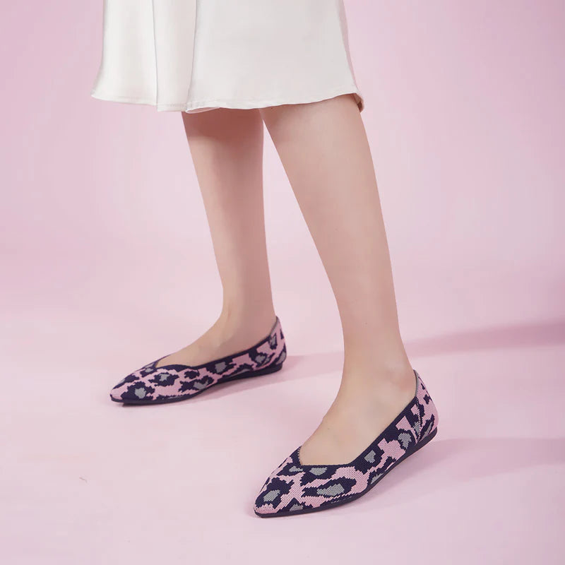 Leopard Print Pointed Toe Work Shoes - Pink
