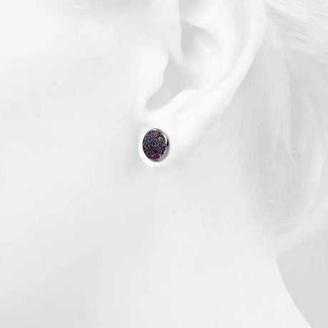 Bullion Gold Amalgam White Gold Layered Champagne Stone Stud Earrings 15mm