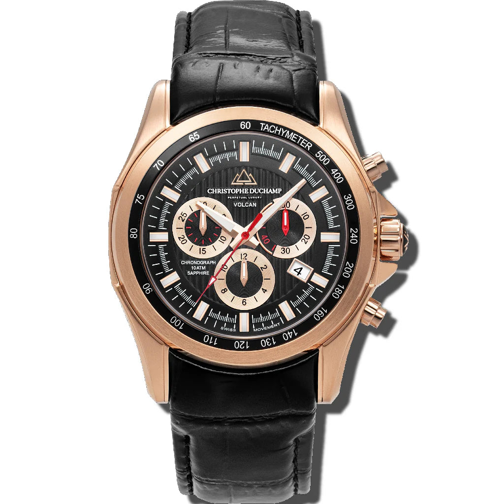 Christophe Duchamp Volcan - Black Dial & Italian Leather Strap