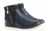 Bosccolo Womens Boots With Zipper - Navy Blue/Suede