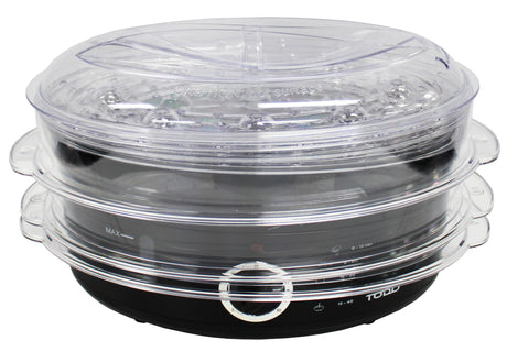 TODO 9L Steam Cooker Steamer 3 Tray 800W Power Dial Timer Healthy Stackable