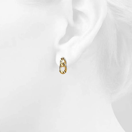 Bullion Gold Inscript Link Gold Layered Earrings