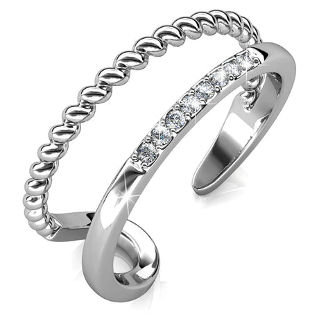Boxed Feline On! Necklace and Ring Set Embellished with SWAROVSKI® Crystals In White Gold