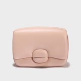 Structured Buckle Leather Shoulder Bag - Nude