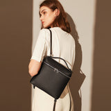 Convertible Pebbled Leather Backpack - Black