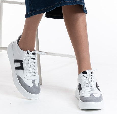 Bosccolo Womens Sneakers - White/Black/Grey
