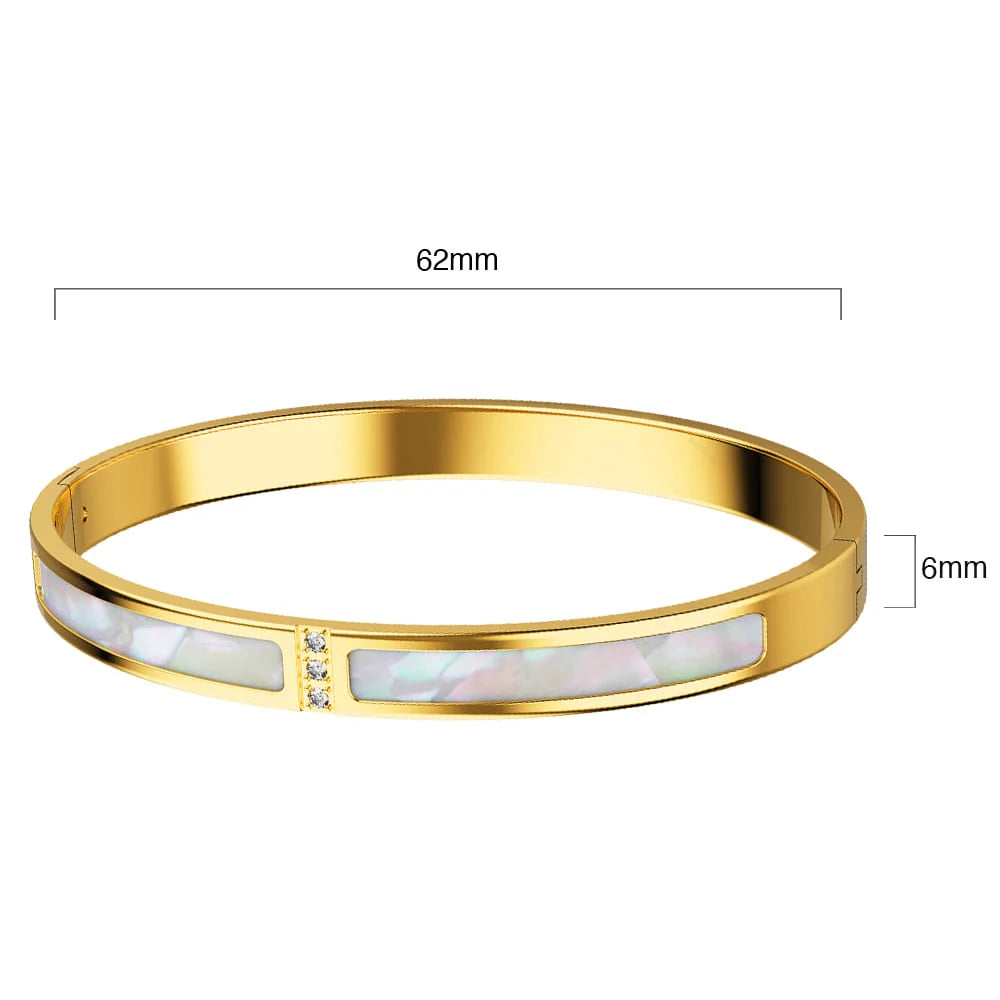 Bullion Gold Modest Hinged Bangle in Gold Layered Stainless Steel