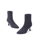 Pointed Toe Stiletto Heel Stretch Ankle Boots - Charcoal