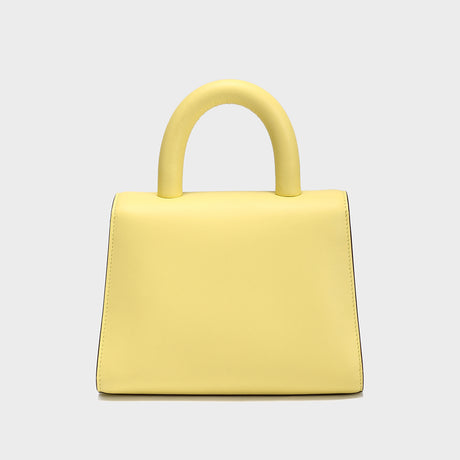 Avant Garde Silver Chain Strap Leather Top Handle Bag - Yellow