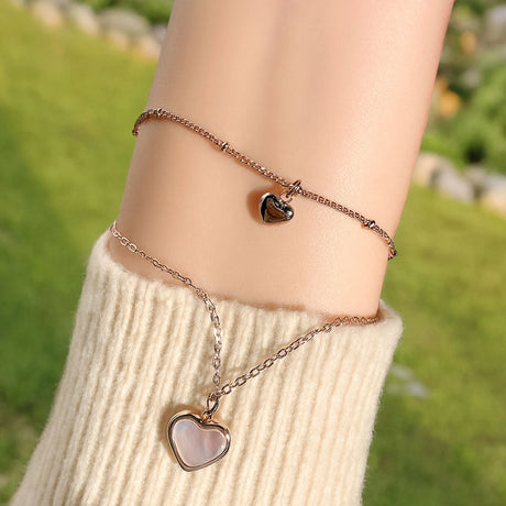 Bullion Gold River's Heart Bracelet in Rose Gold Stainless Steel
