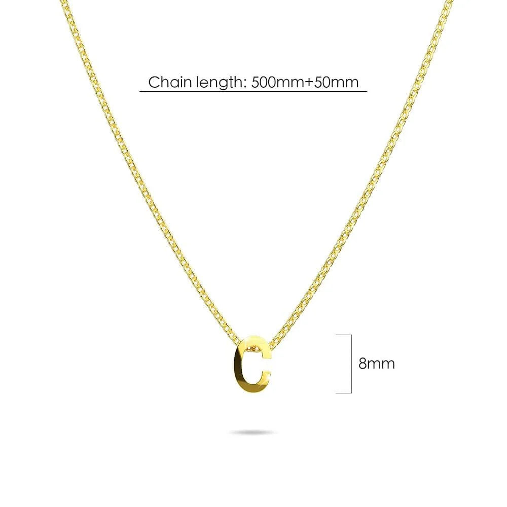 Bullion Gold Initials Brick Alphabet Letter Necklace Gold Layered Steel Jewellery