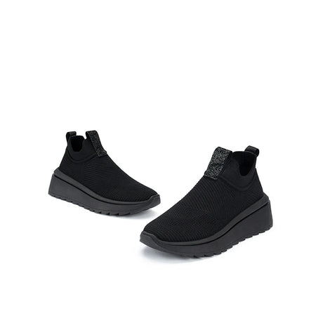 Slip-On Knit Wedge Sneakers - Black