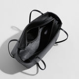 Minimalist Structured Leather Underarm Shoulder Bag - Black