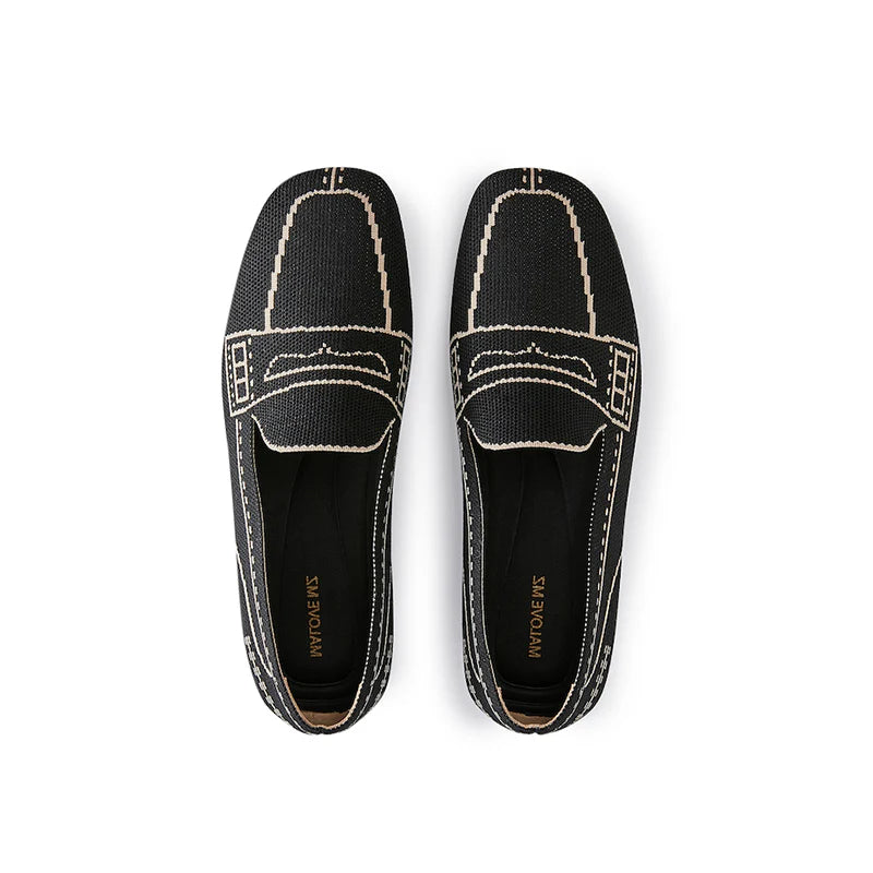 Comfortable Slip On Square Toe Loafers - Black