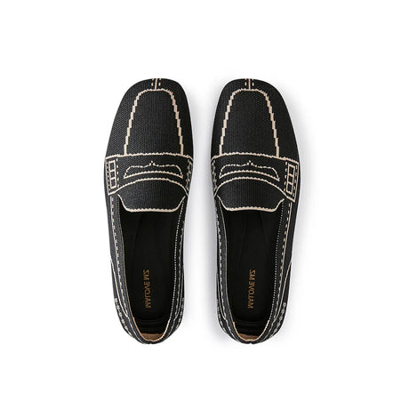 Comfortable Slip On Square Toe Loafers - Black