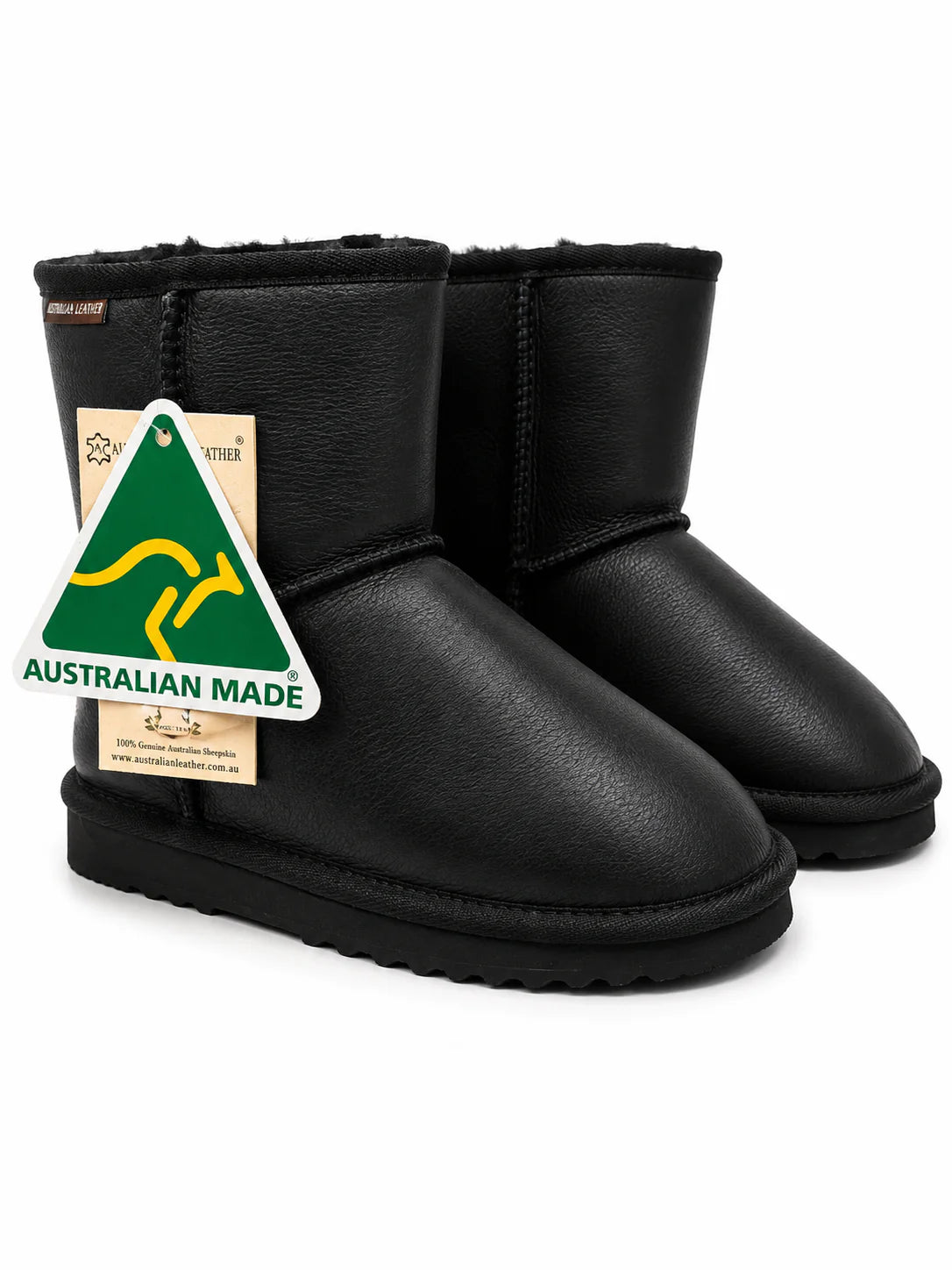 Australian Leather Ugg Mini Leather Black - AU12