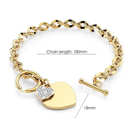 Bullion Gold Diamond cut Belcher Chain T-lock Toggle Bracelet in Gold Layered Steel Jewellery