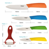 TODO 5 Pc Ceramic Knife + Peeler Set W/ Knive Stand Nano Zirconia Anti Bacterial Colour
