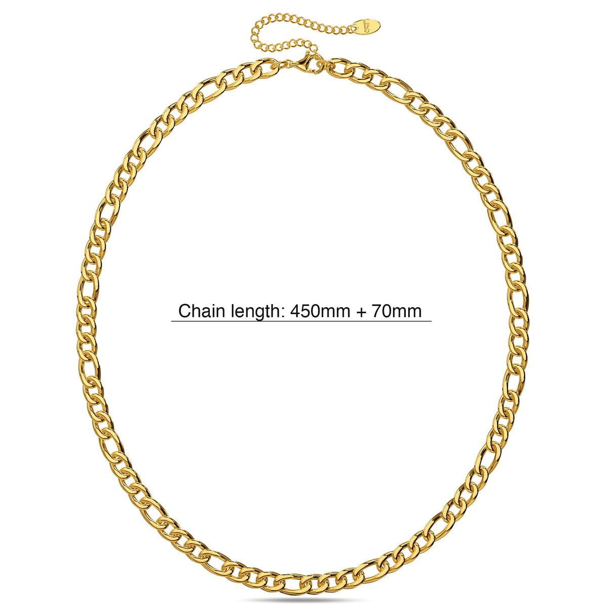 Bullion Gold Figaro Chain Link Gold Plated Necklace