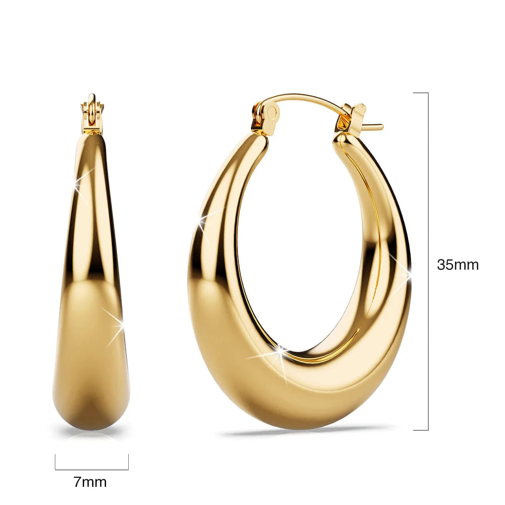 Bullion Gold Csilla Gold Dome Hoop Earrings - 35mm