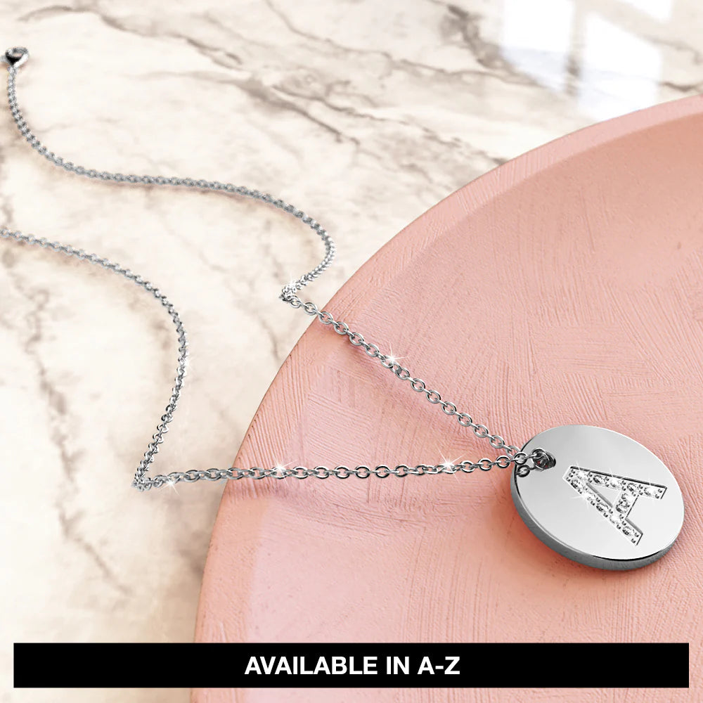 Bullion Gold Initials Fabulous Alphabet Letter Necklace White Gold Layered Steel Jewellery