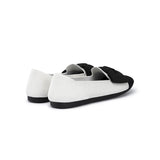 Bow Detail Round Toe Knit Flat Loafers - White