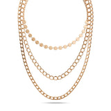 Tri-Muna Layered Mix Chain Necklace