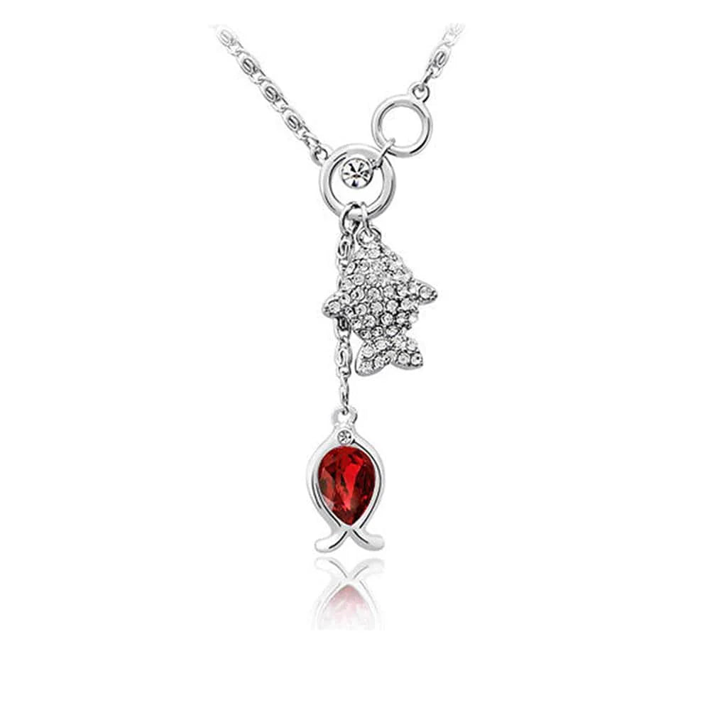 Krystal Couture Kissing Gourami Necklace Ruby Embellished with SWAROVSKI Crystals