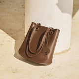 Nalandu Leather Horse Charm Tote Bag - Coffee