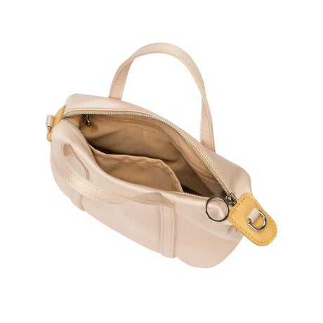 BAMEI Mini Triacetate Satin Boston Bag with Leather Chain Strap - Nude