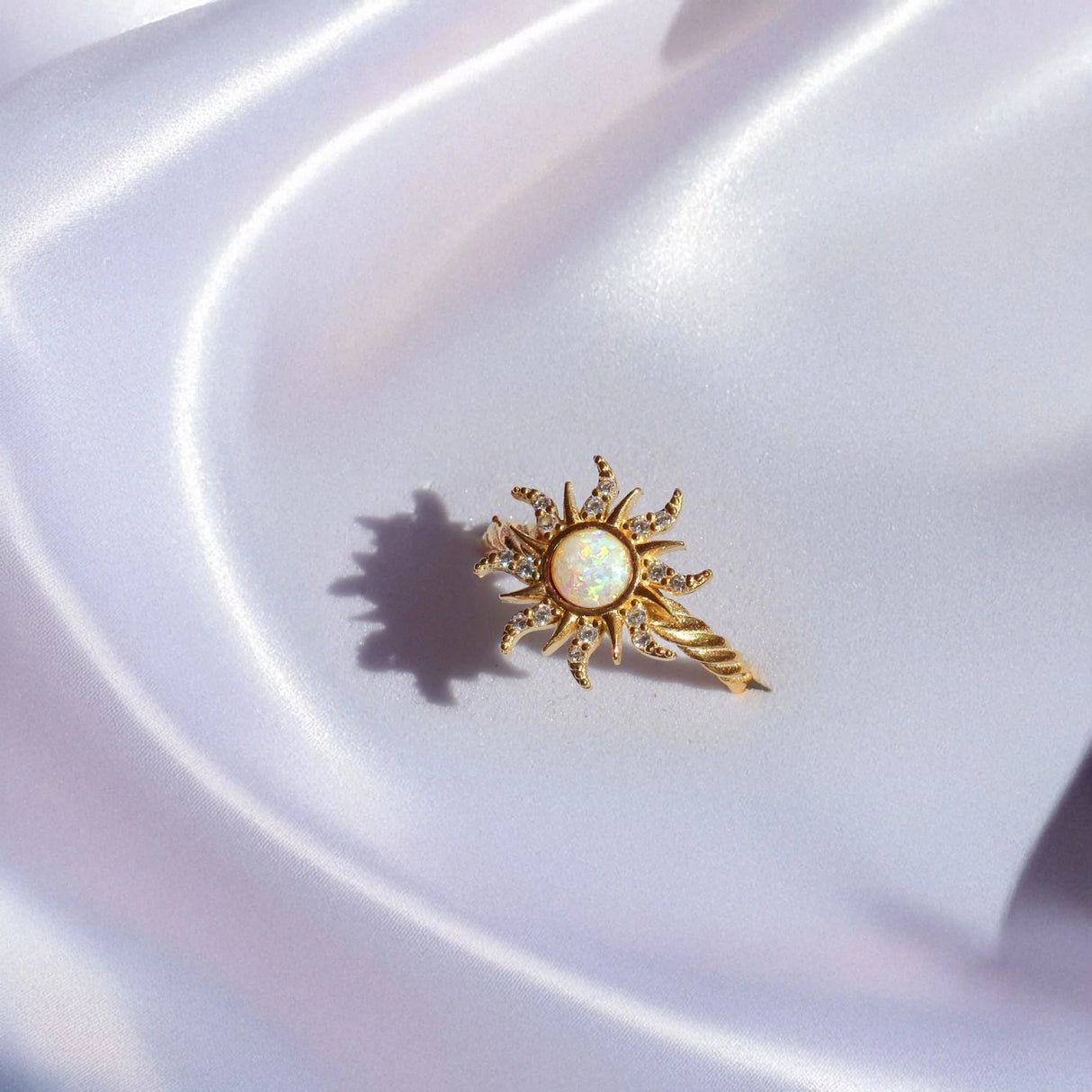 Bullion Gold Adjustable Celestial Opal Sun Ring